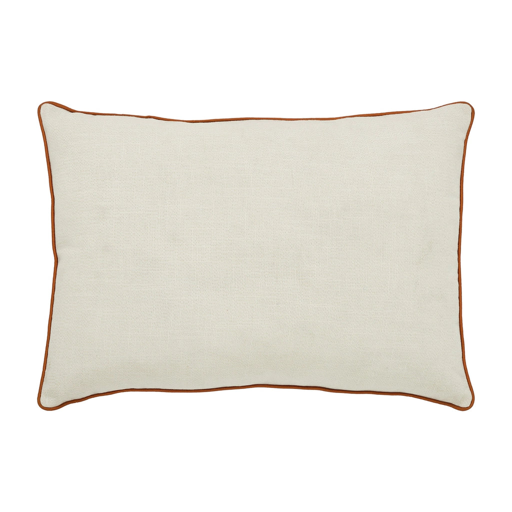 Rectangular pillow with brown border on a white background