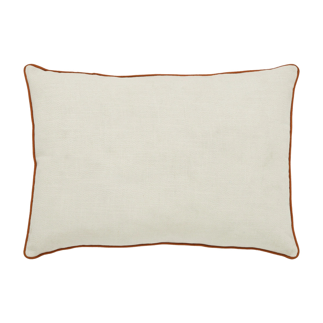 Rectangular pillow with brown border on a white background