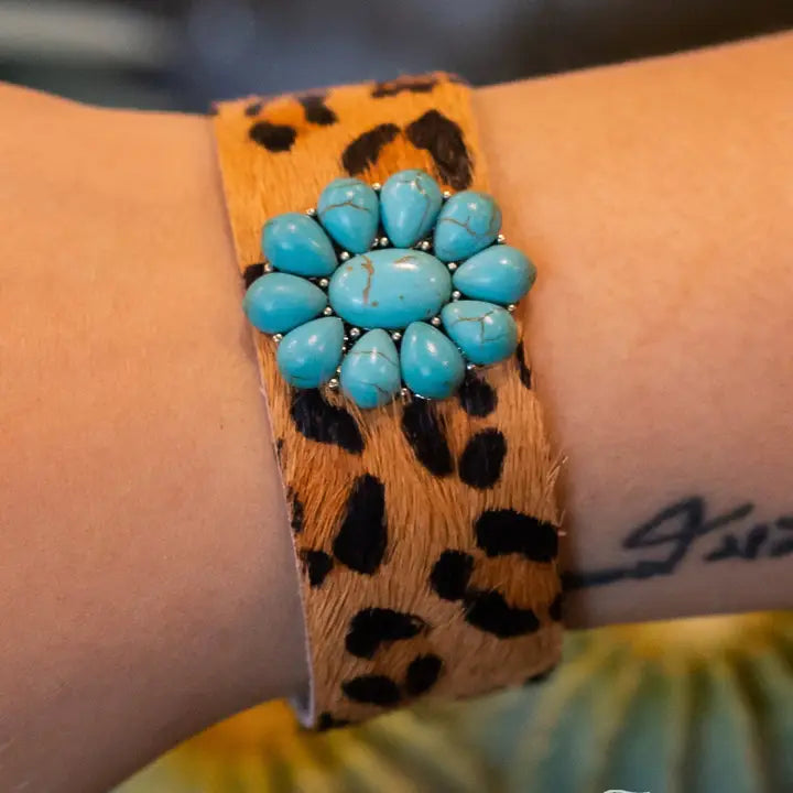 Turquoise Flower Suede Bracelet