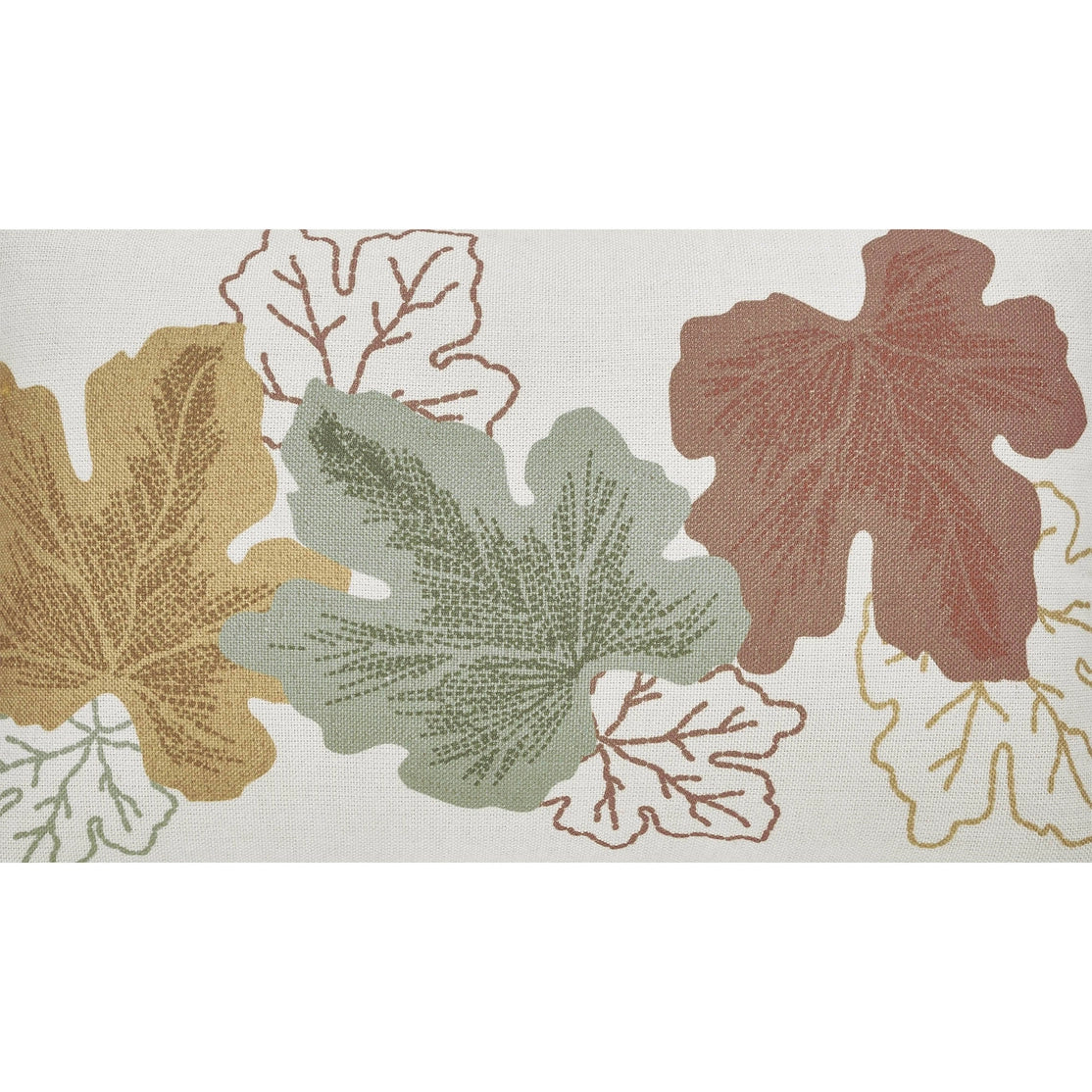 Decorative border with leaf patterns in various colors on a white background