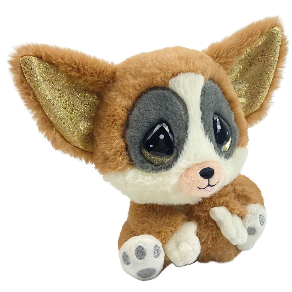 Plush toy resembling a dog with large ears on a white background