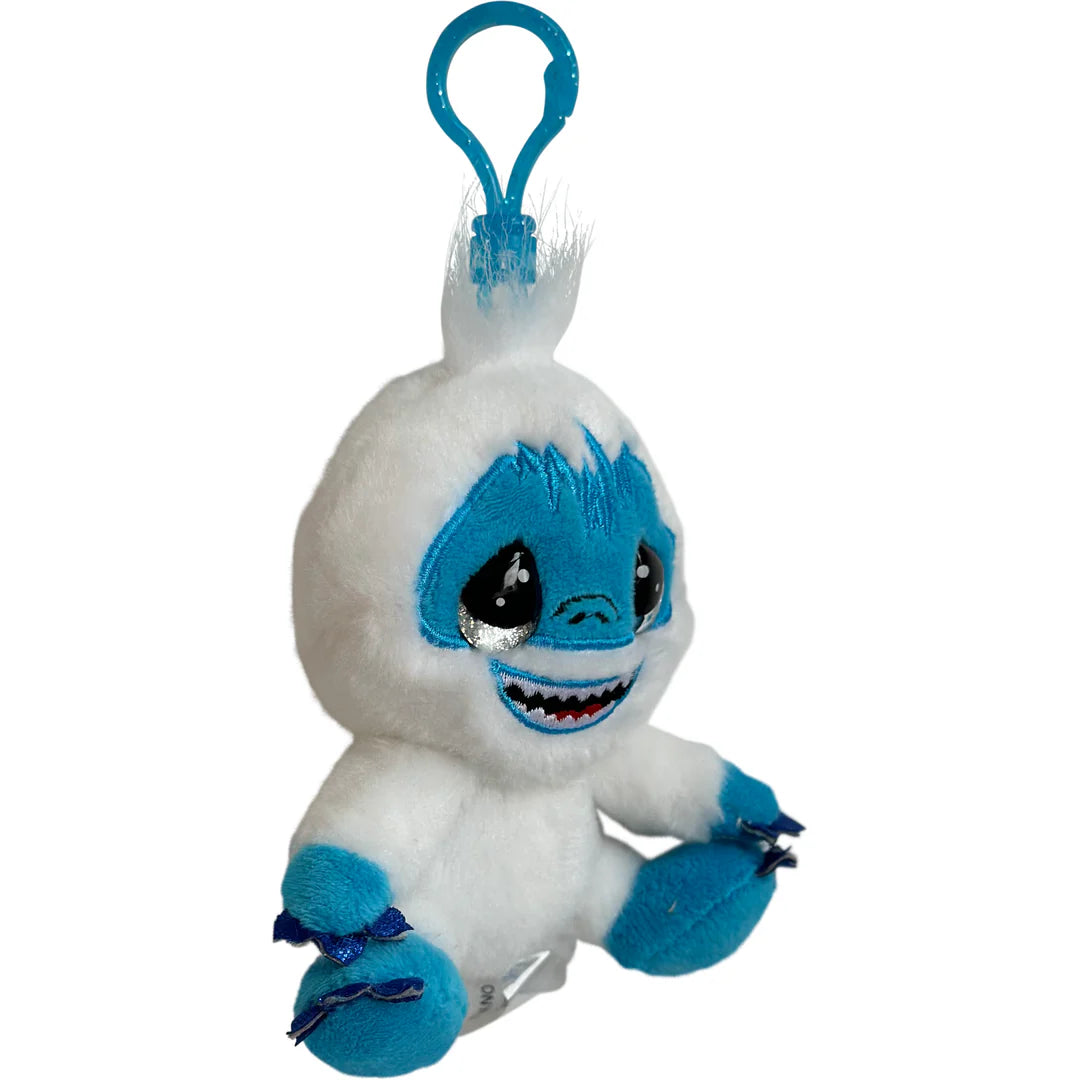 Plush toy with blue and white design on a white background