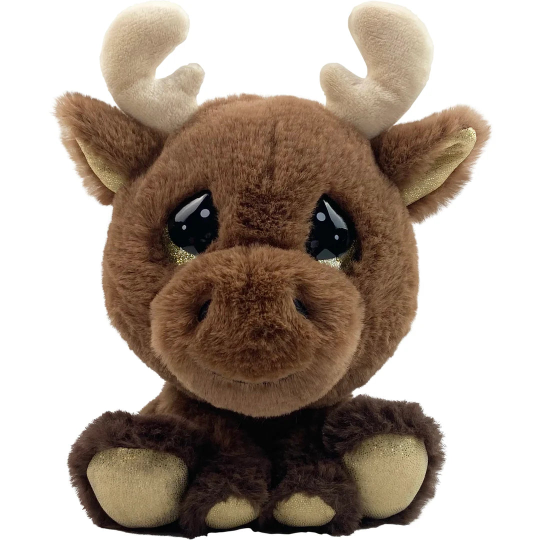 Plush moose toy on a white background