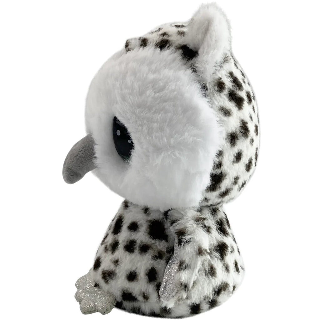 Plush toy with white and black spotted pattern on a white background