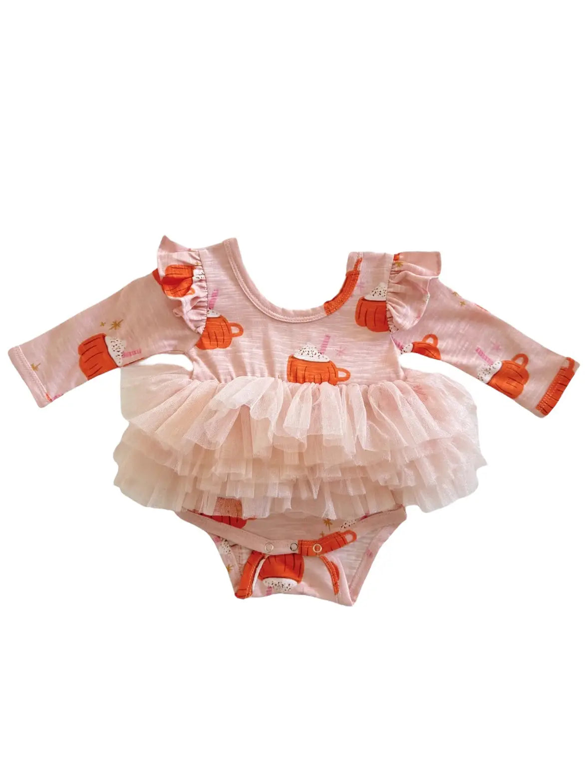 Baby outfit with ruffled top and diaper on a white background