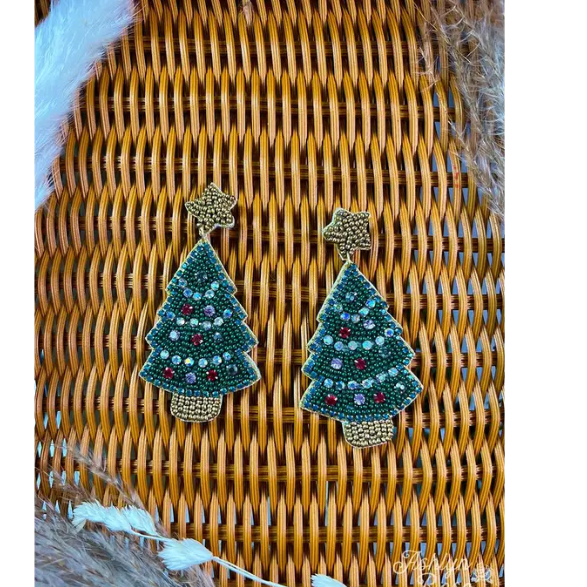 Beaded Christmas Tree Earrings