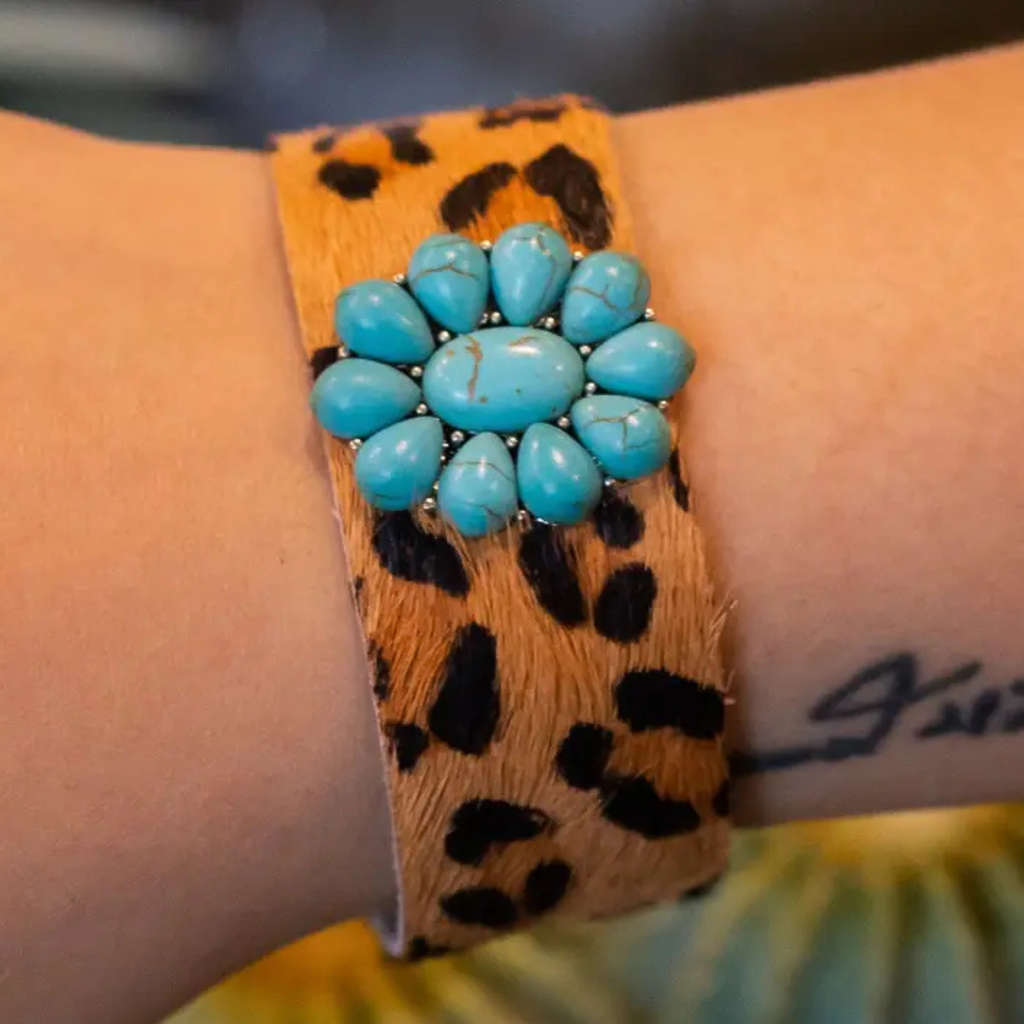 Turquoise Flower Suede Bracelet