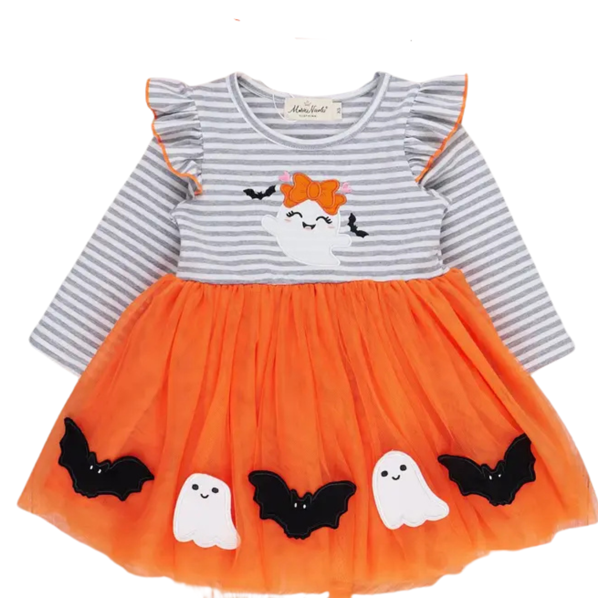 Striped Bats & Ghosts Orange Tulle Dress
