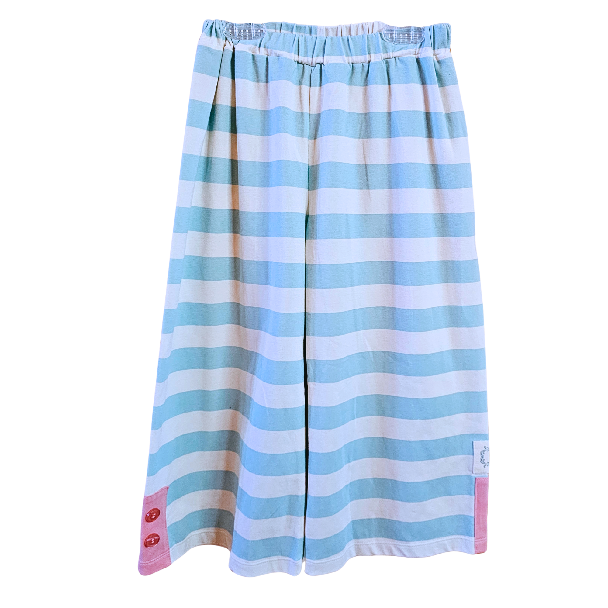 Striped skirt with blue and white horizontal stripes on a white background