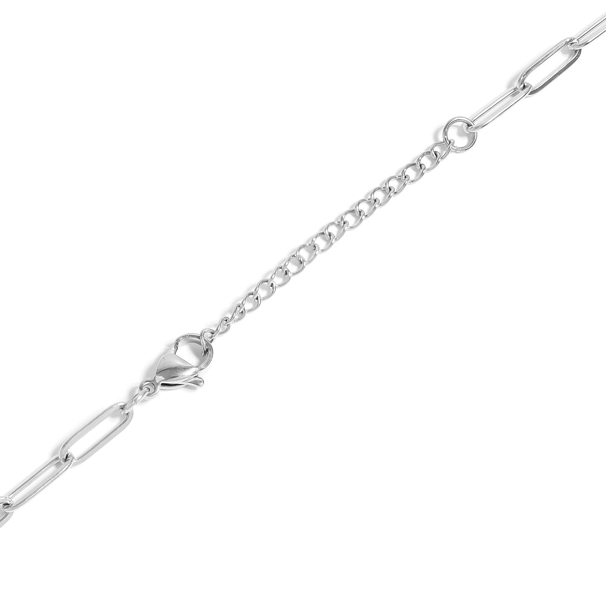 Silver chain bracelet on a white background