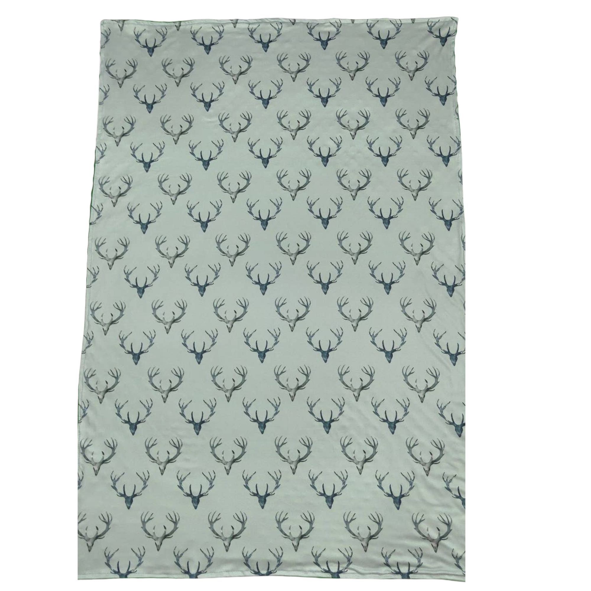 Patterned fabric with deer antlers on a light blue background