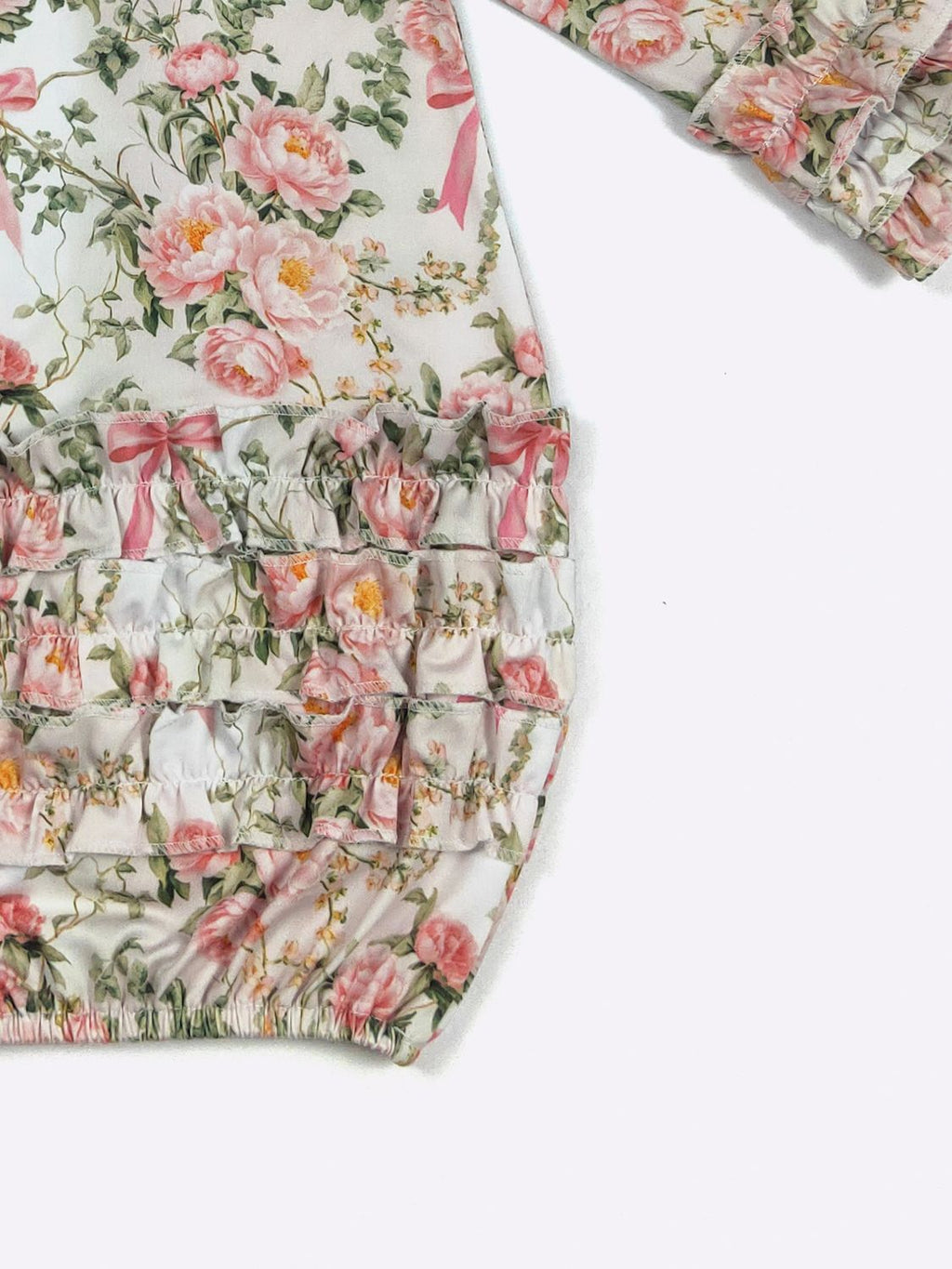 Floral apron with pink bows on a white background